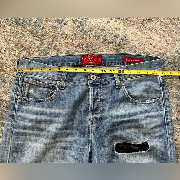 Lucky Brand Handmade Reworked Lace Patch Dylan Boyfriend Jeans Sz 6/28 Womens - Picture 6 of 7